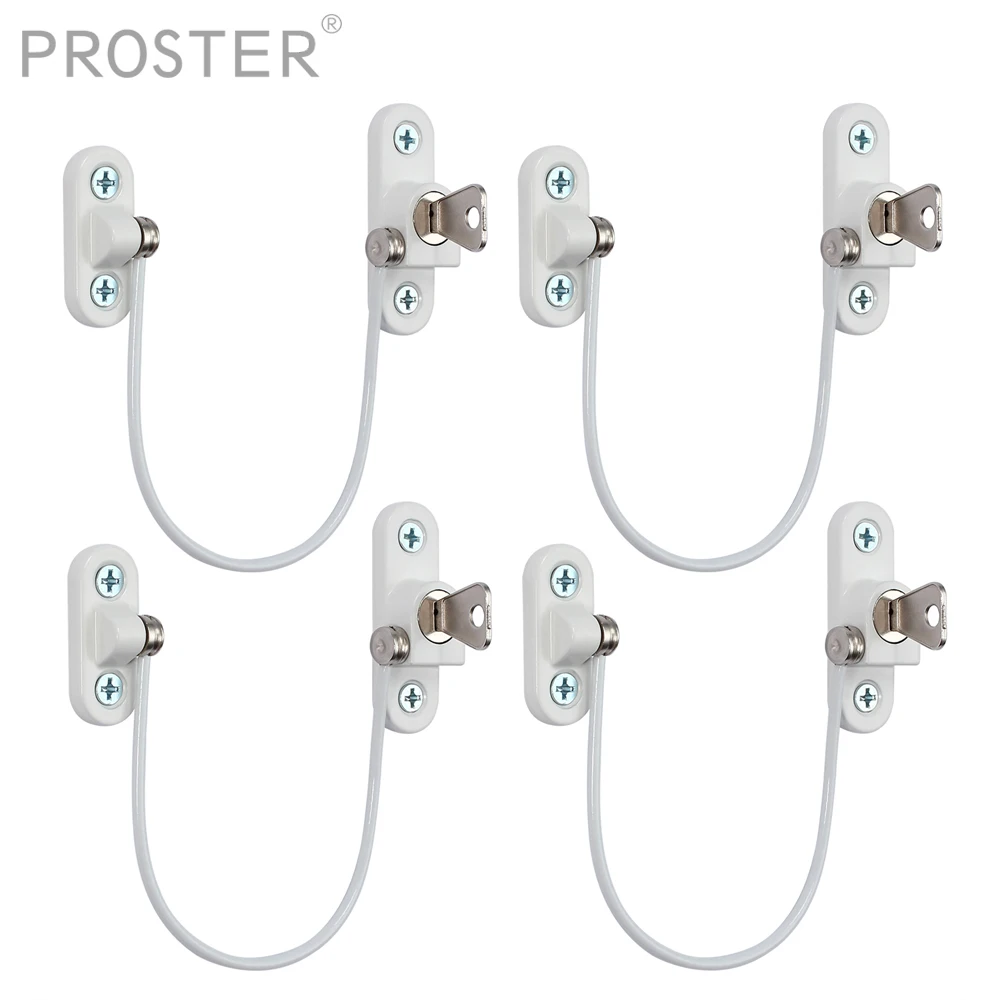 

PROSTER 4 PCS Baby Safety Lock Window Door Restrictor Security Cable Lock Catch Wire Opening Restrictor Hot Sale Baby Kids Safet
