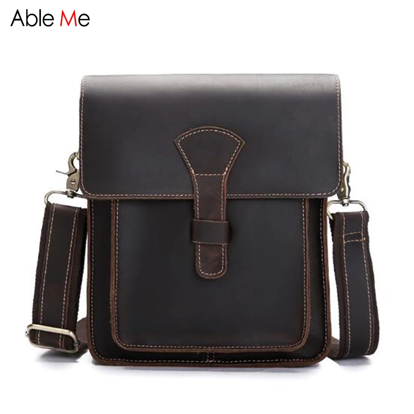New custom Genuine Leather Bags men small shoulder bag hasp Vertical