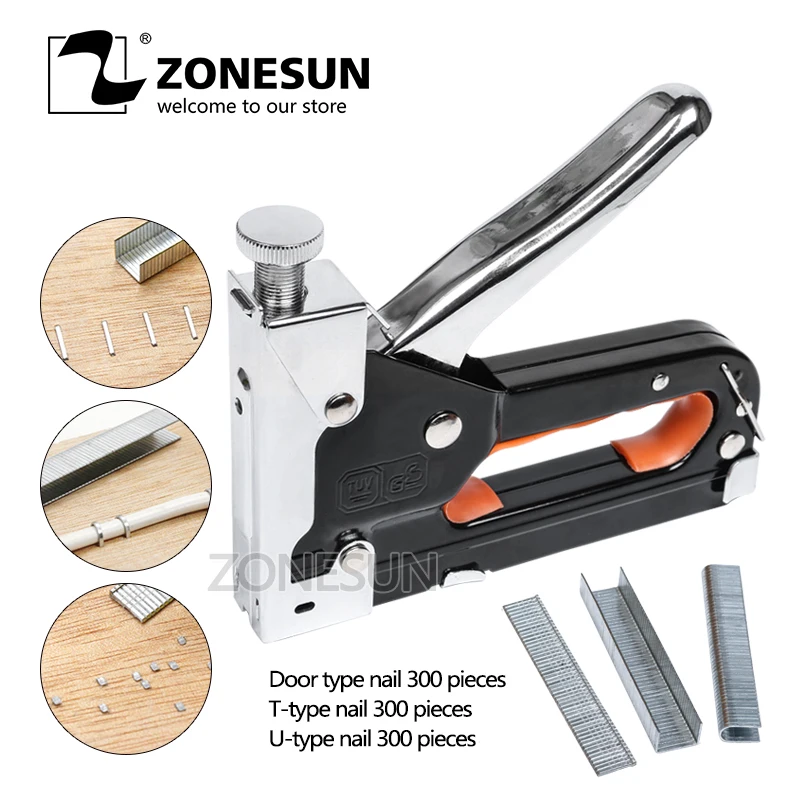 ZONESUN Multi Tool Nail Staple Gun Furniture Stapler For Wood Door
