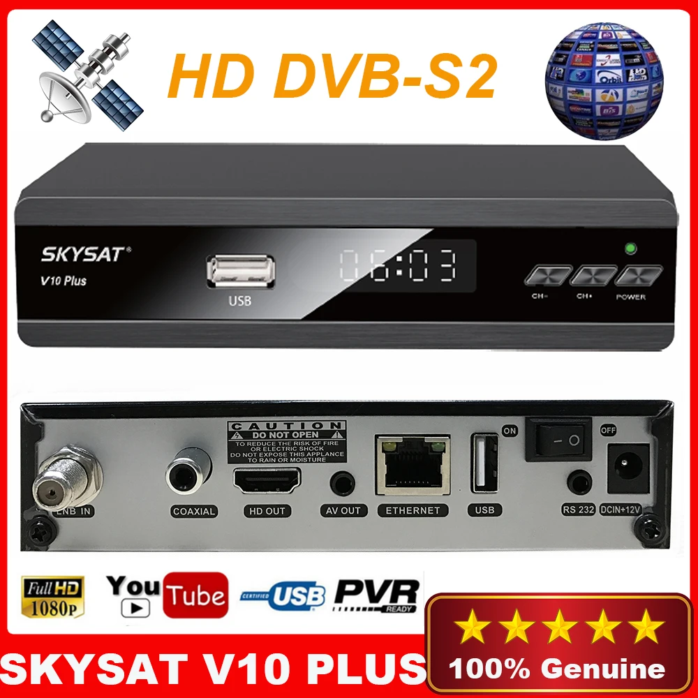 Genuine SKYSAT V10 Plus Receptor DVB S2 Satellite TV Receiver Decoder ...