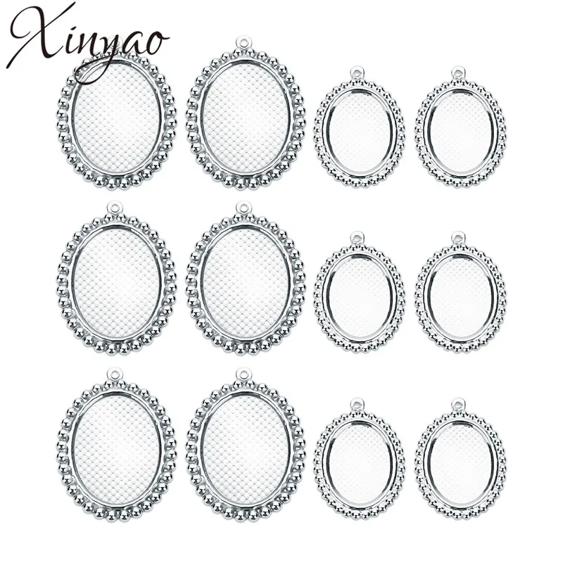 

XINYAO 10pcs/lot Stainless Steel Pendant Base Oval Cabochon Base Bezel Tray for Diy Jewelry Making 13X18mm 18X25mm F7410