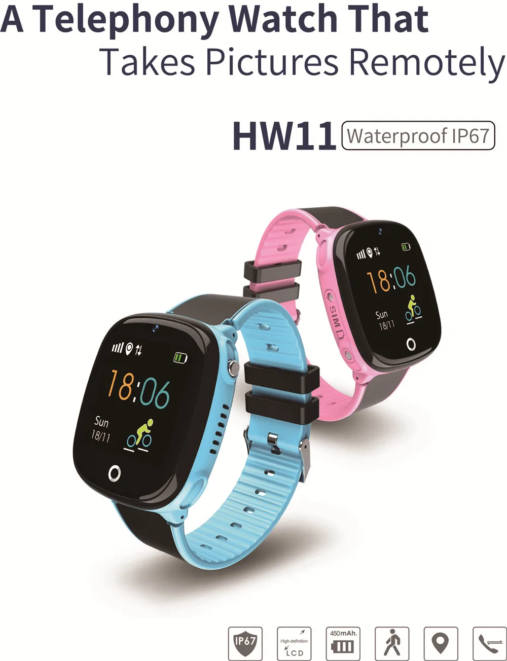 HW11 gps водонепроницаемые умные детские часы с Bluetooth, шагомером, Смарт-часы для детей, SOS Вызов, детское безопасное носимое устройство