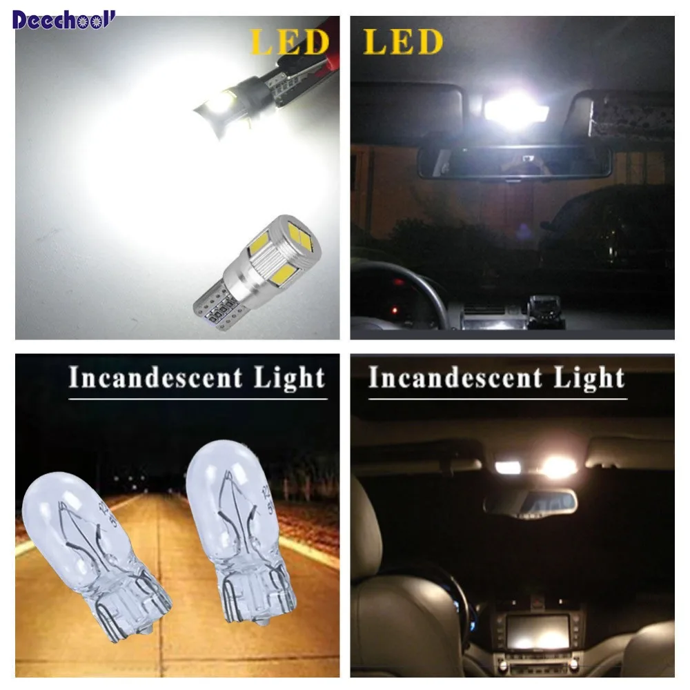 2x T10 168 Автомобильный светодиодный шарик для VW Polo 6R, Canbus Белый W5W 194 6SMD Подсветка регистрационного номера для Защитные чехлы для сидений, сшитые специально для Volkswagen Polo 6R 2012+ deechooll