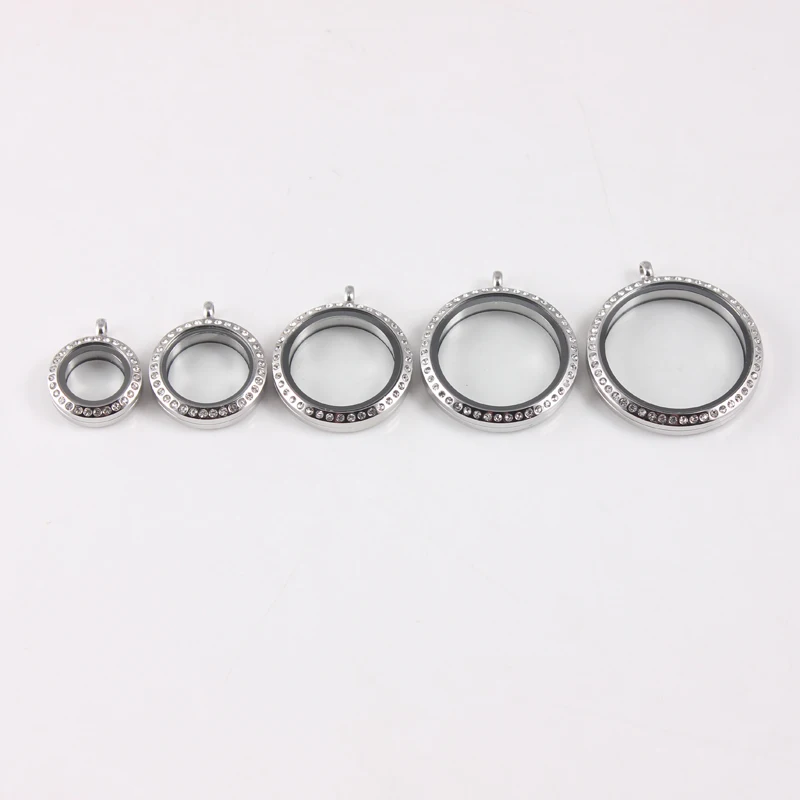 

New 20mm 25mm 30mm 34mm 38mm Round Floating Locket Crystal Stainless Steel Twist Screw Memory Locket Pendant tiffan jewelry