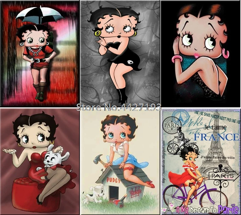 

Diamond Cartoon betty boop 5D Diamond Painting Cross Stitch Square rhinestones Drill Full DIY Diamond Mosaic Decoration