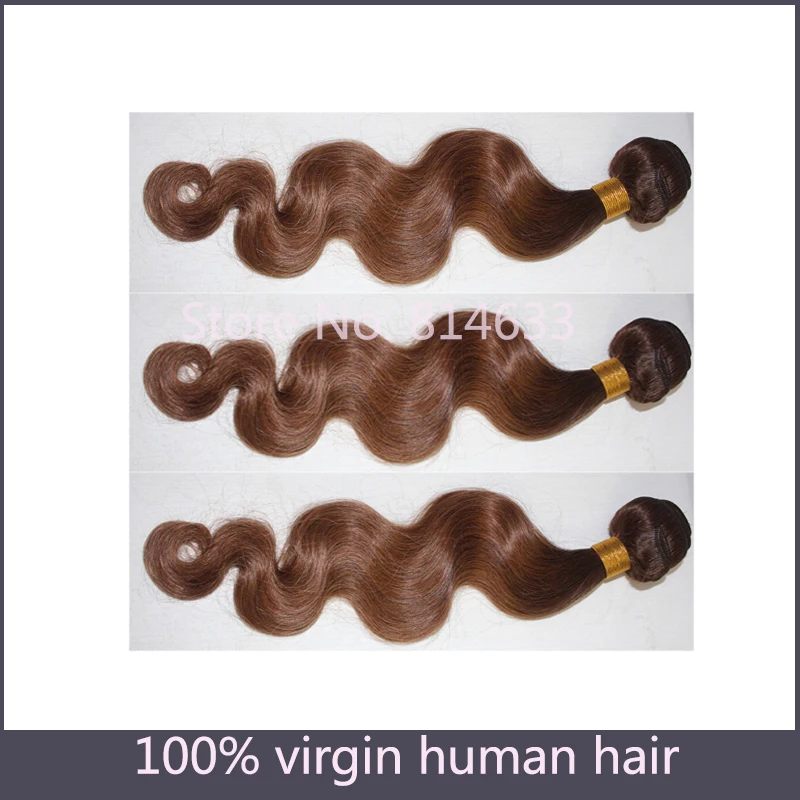 

12"~26" 3pcs/pack 100% Brazilian Virgin Remy Hair Body Wave Machine Weft Two Tone 4 T 30 Brown Auturn Ombre Hair Extension