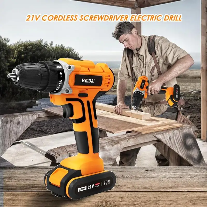 

21V Electric Screwdriver Rechargeable Drill Lithium Battery Power Tools Cordless Screwdriver Mini Hand Drill Power Driver Drill