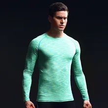 New Men Long Sleeve Shirts Muscle Shaping Fitness T-shirt For Men Crossfit Elastic Compression Slimming Fit Male Casual tshirt