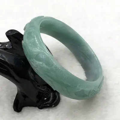 

0298 China Hand-carved Green Emerald Green Jadeite Jade Bracelet Bangle
