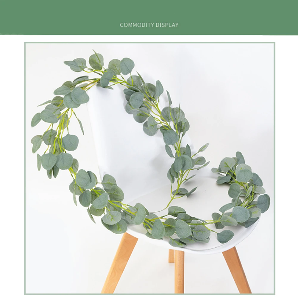 Свадебное украшение искусственное зеленое Эвкалиптовое виноградные листья шифрование эвкалипта ротанг, искусственные растения Цветок плюща лист круг