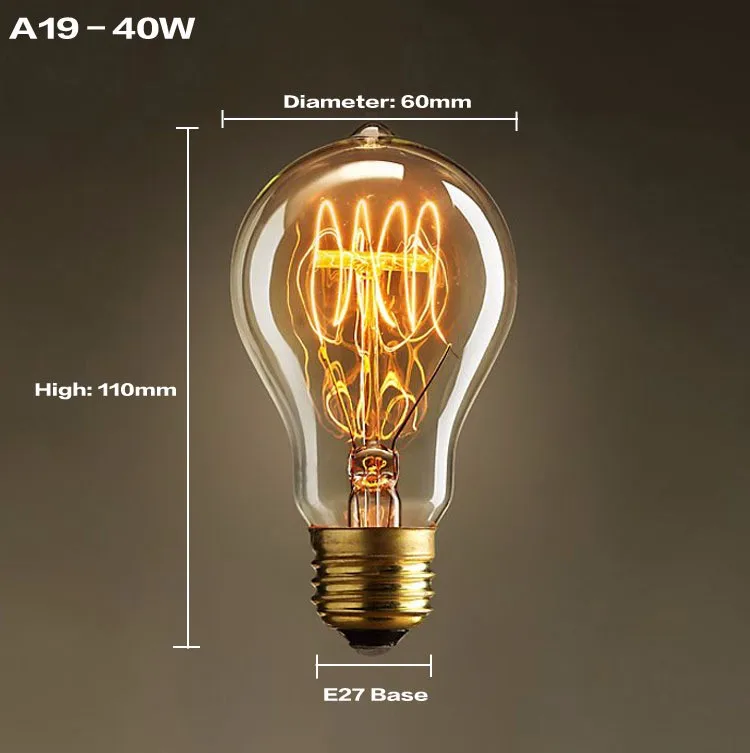 Vintage Retro Edison Filament Light Bulb Lamp E27 40W 220V Incandescent Antique Bulb Warm Yellow lampes ampoules led pour maison (7)