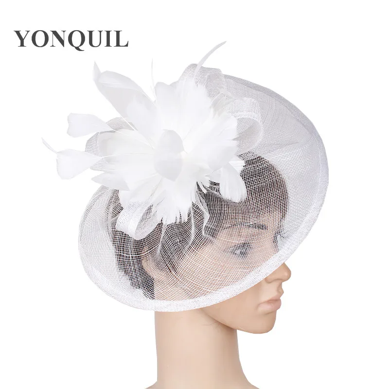 

White or 21color Sinamay fascinator hat in SPECIAL shape with feather flower for Melbourne Cup Ascot Race Wedding Kentucky Derby