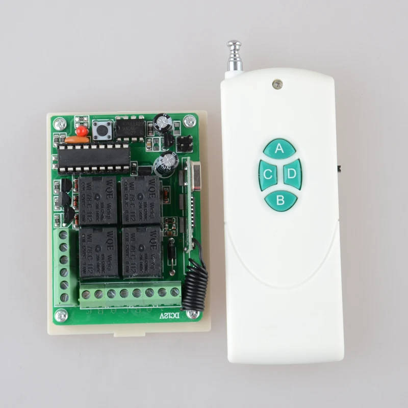 

DC 12V 10A 4 CH RF Transmitter Receiver Wireless Lighting Remote Control Switch Syatem 315mhz 433mhz For Home Garage