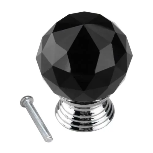 Black Crystal Glass Cabinet Drawer Door Knobs Handles 30mm Black Crystal Glass Cabinet Drawer Door Knobs Handles 30mm