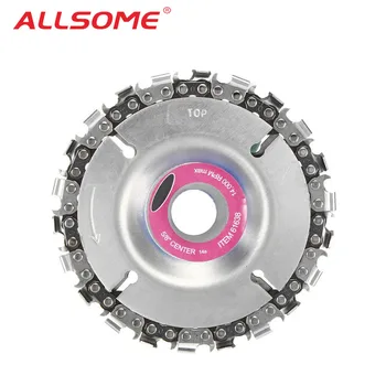 

ALLSOME 4 Inch Grinder Disc and Chain 22 Tooth Fine Cut Chain Set For 100/115 Angle Grinder HT2106