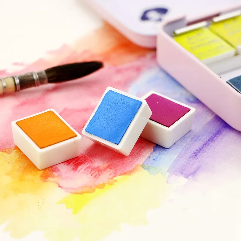 Günstige Paul Rubens 12 24 48 Aquarell Malen Set Mit Metall Fall Solide Künstler Wasser Farbe Malerei Pigment Für zeichnung Kunst Liefert