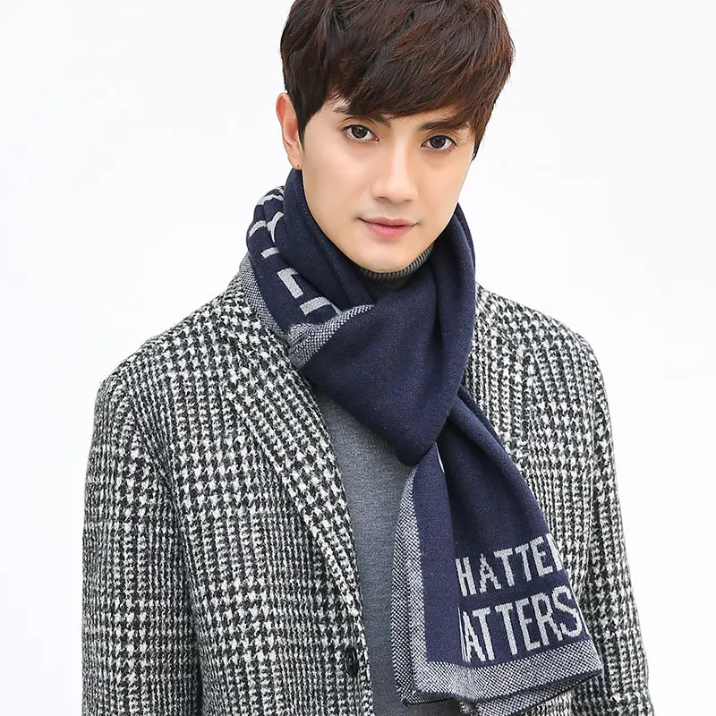 2016 New Winter Scarf Men Luxury Brand Letter Scarves font b Tartan b font Plaid Scarf