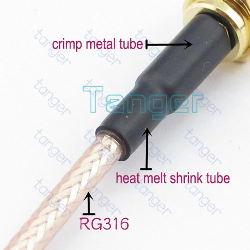 RP-SMA разъем Mini UHF штекер прямо с 20 см 8in RG316 rg-316 коаксиальный косичку кабель высокого качества Tanger