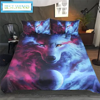 

BEST.WENSD Luxury 3D wolf bedding set Home textiles Include quilt cover +pillowcases dekbedovertrek 2 persoons-no flat bed sheet