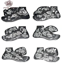 6 шт Цветочные трафареты для татуировок хной для ног тела краски, большой Аэрограф Для блесток Менди ноги татуировки трафарет шаблоны 24*16,5 см