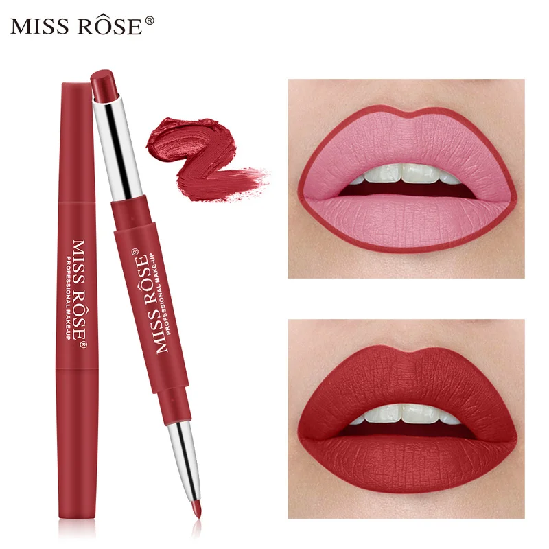 MISS ROSE двойная головка сексуальные красные помады функциональный прочный липлин водонепроницаемый тени для губ увлажняющий карандаш для губ TSLM1