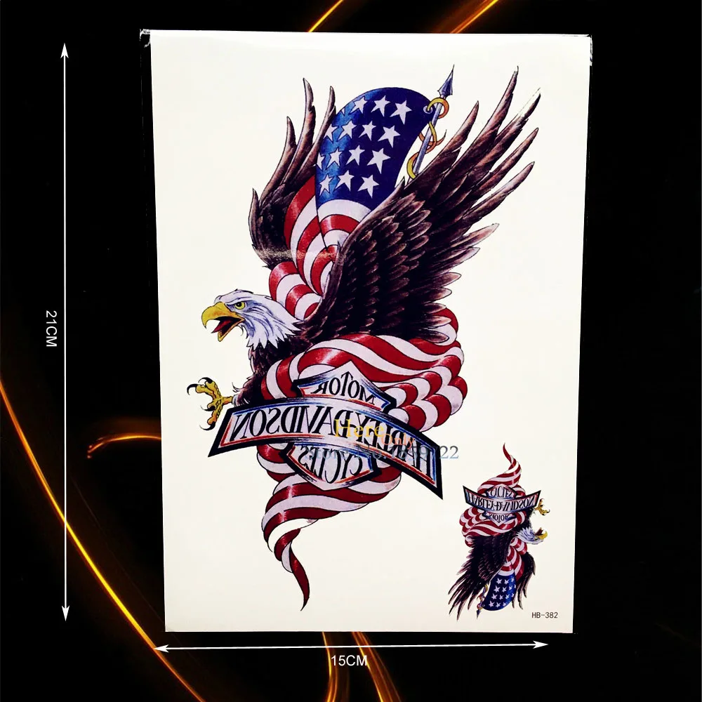 

Unique American Banner Letter Tattoo Men Women Body Arm Art Flying Eagle Design Temporary Tattoo Sticker Waterproof Decal HHB382