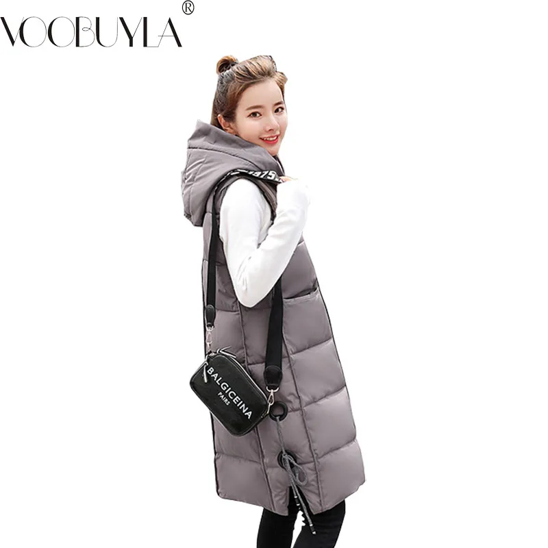 Women Down-Cotton Vest Autumn&Winter Black Sleeveless Parkas Woman 2018 New Solid Long Hooded Waistcoat Feminino Big Size L-4XL Women Down-Cotton Vest Autumn&Winter Black Sleeveless Parkas Woman 2018 New Solid Long Hooded Waistcoat Feminino Big Size L-4XL