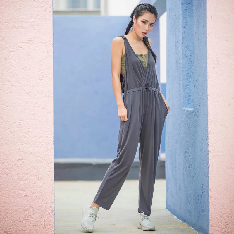 

New Waistcoat Yoga Pants Suspender Hollow Casual Women's Union Pants Clothing Sport Loose And Slim Fitness Running Straps Pants