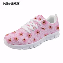 INSTANTARTS розовый цветок хризантемы печати Для женщин обувь на плоской подошве Модные женские сетчатые балетки дышащая женская весенние кроссовки