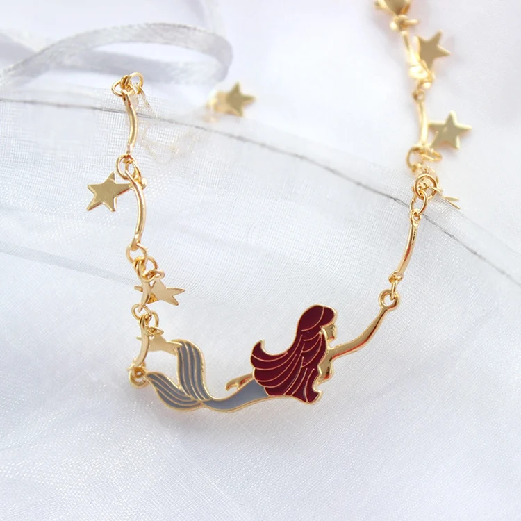 Taoup Золотая Звезда Русалочка браслет на день рождения вечерние украшения для девочек Babyshower Гавайские вечерние подарки в виде ракушки Подвески для свадьбы