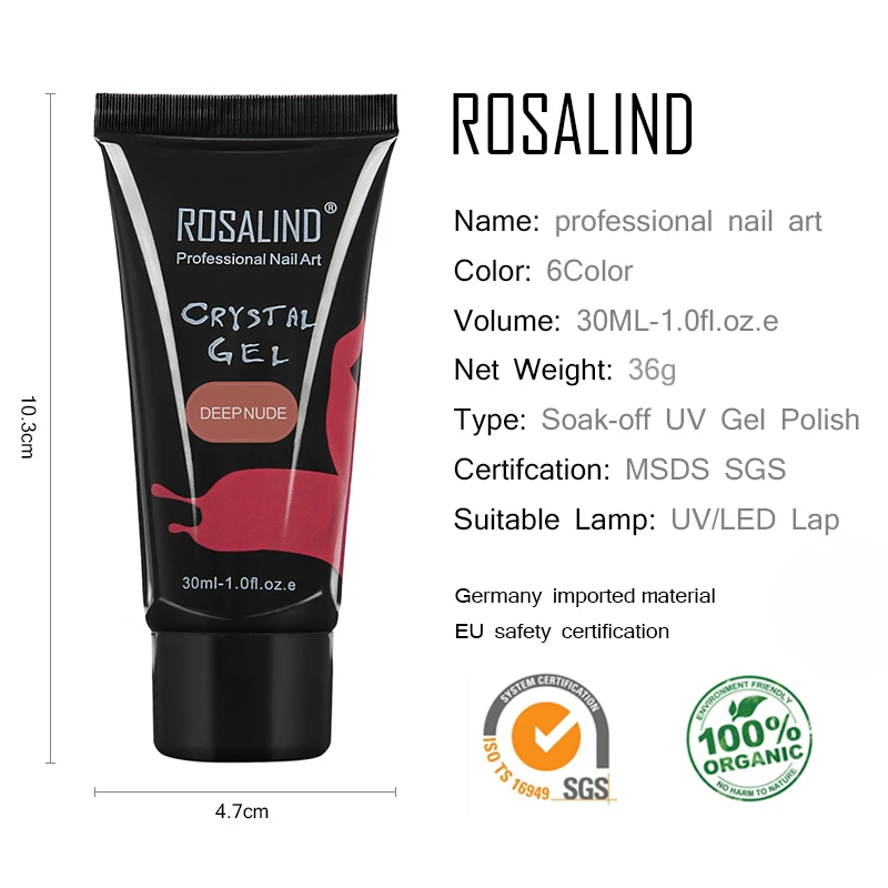 ROSALIND UV Builder полигелевая Кисть для ногтей, двусторонний инструмент для кончиков ногтей