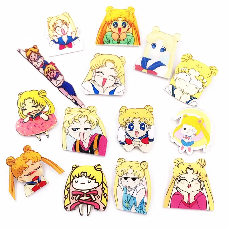 

1PCS Cartoon Harajuku Icons Kawaii Soldier Sailor Moon Acrylic Brooch Girls Badges Pin Clothes Backpack Decoration Brooches