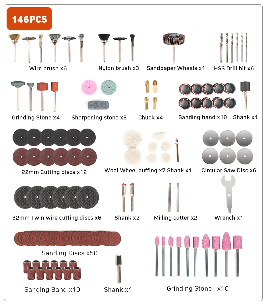 Электрический Роторный инструмент Dremel инструменты гравировальный станок ручка для Dremel 3000 4000 Мини электрическая дрель шлифовальный станок сверлильный станок 146 шт