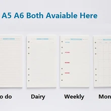 6 отверстий свободные блокнот со съемными листами спираль планировщик пополнения внутренняя Бумага A5 A6 страниц записная книжка еженедельник на план To do List для толстой тетради