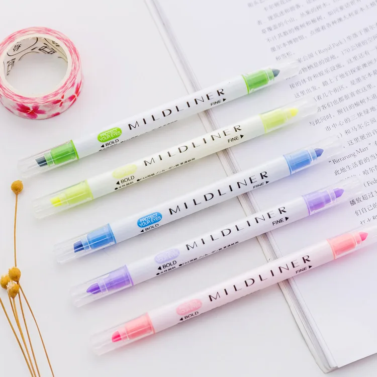 Милые 12 цветов ручки mildliner хайлайтер двойная двухглавая флуоресцентная ручка художественный маркер для рисования канцелярские принадлежности Школьные принадлежности
