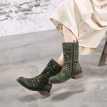 

Women's Sandals Fashion Leather Hollow Casual Women's Boots Spring Summer New High help Roman Style Comfort Soft Martin Boots