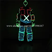 Newest RGB EL Wire Dance Suit Led Cold Light Party Clothing Light Up Halloween Christmas Stage