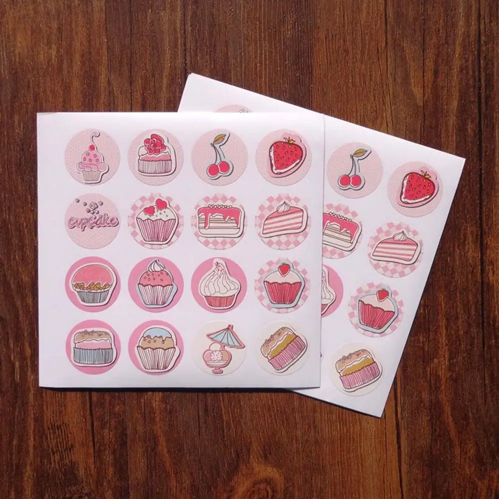 

60pcs Cute Cup Cake Sealing Label Sticker DIY Multifunction Adhesive Wedding Sealing Sticker Birthday Packaging Gift Stickers