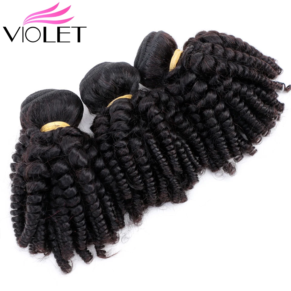 VIOLET Brazilian Bouncy Curly Human Hair Weaves 1/3/4 Bundles Funmi Hair Extensions Non Remy 100% Human Hair Bundles