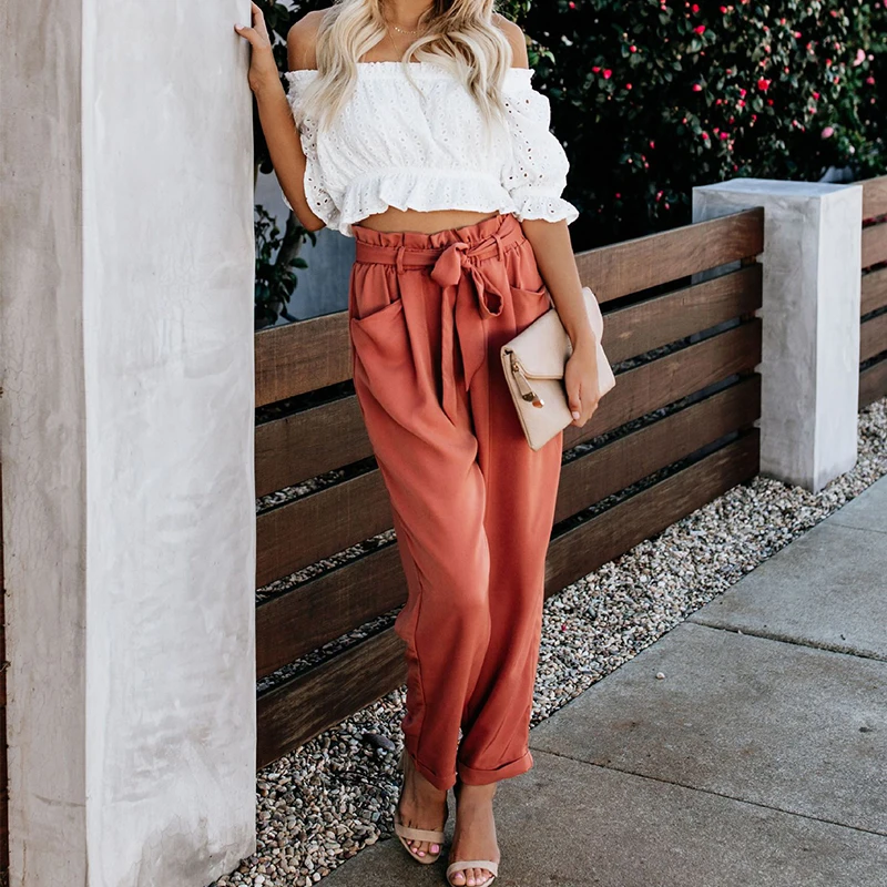 High Waist Lace-up Fashion Casual Trousers New Women's Loose Summer Pants Women Wide Leg Women Pants Plus Size Pants High Waist Lace-up Fashion Casual Trousers New Women's Loose Summer Pants Women Wide Leg Women Pants Plus Size Pants