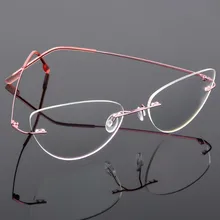 Титановые очки для чтения без оправы кошачий глаз, ультра-светильник, женские очки для чтения без оправы из сплава, очки для дальнозоркости+ от 0,50 до+ 6,00