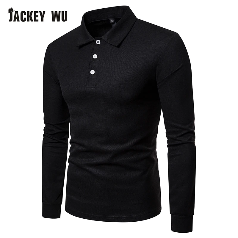 JACKEYWU Мужская рубашка поло весна 2019 модная чистый цвет длинный рукав хлопок