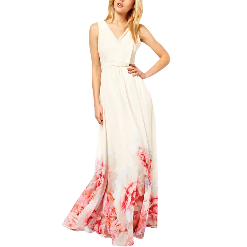 Sexy Women's Dress Women's Summer Sexy Bohemian Printed V-Collar Long Maxi Dress Beach Dresses Beach Dresses female *2 Sexy Women's Dress Women's Summer Sexy Bohemian Printed V-Collar Long Maxi Dress Beach Dresses Beach Dresses female *2