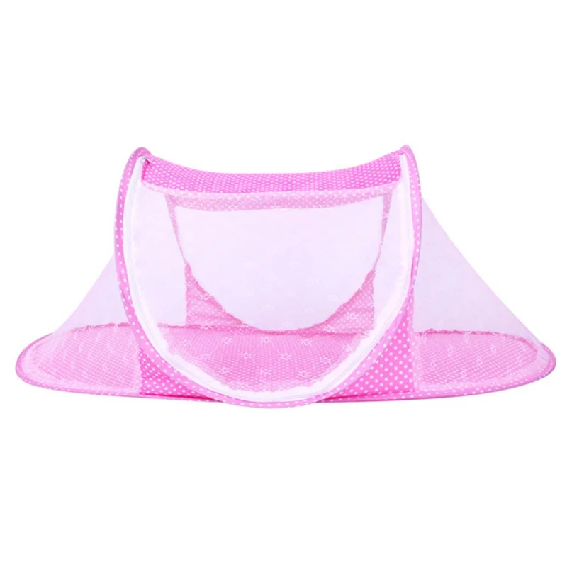 Детская противомоскитная сетка складной Тип Корабля Младенческая Портативная Складная Москитная кроватка Сетка Прочная - Цвет: Розовый