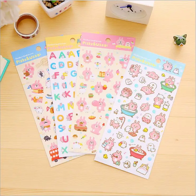 

4Pcs/Lot New Kanahei Cartoon Animal Face PVC decoration Stickers DIY Planner diary album scrapbooking Lable Stickers
