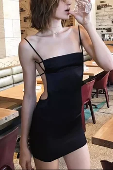 

Top Quality Summer Sexy Women Lace Up Backless Bodycon Rayon Satin Elegant Dress Evening Party Dress