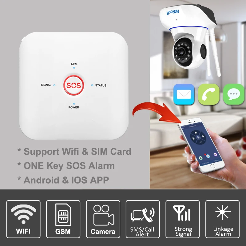 APP Wi-Fi GSM домашняя охранная сигнализация Системы сети Wi-Fi, Управление Встроенная сирена сигнал SOS помочь сигналы тревоги yoosee Wi-Fi камера для домашней сигнализации