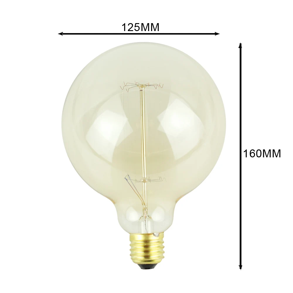 Tianfan большой Глобус эдиссона лампы G125 старинная лампочка 220 V 40 W Ретро лампа накаливания декоративная лампа накаливания теплый белый свет