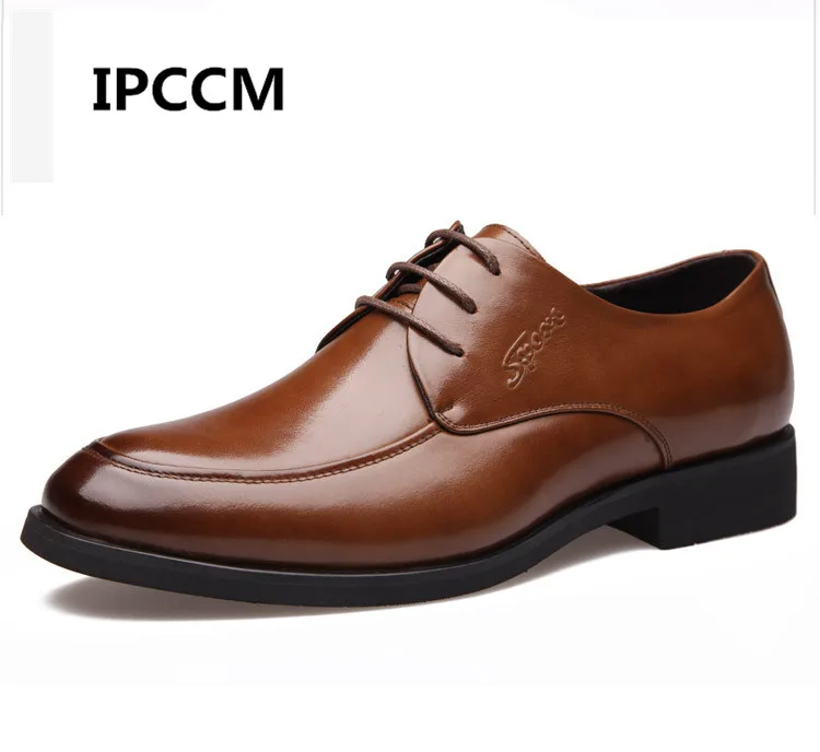 

IPCCM Large Size 454647 Spring And Autumn New England Plus Velvet Warm Genuine Leather Business Mens Casual leather Shoes