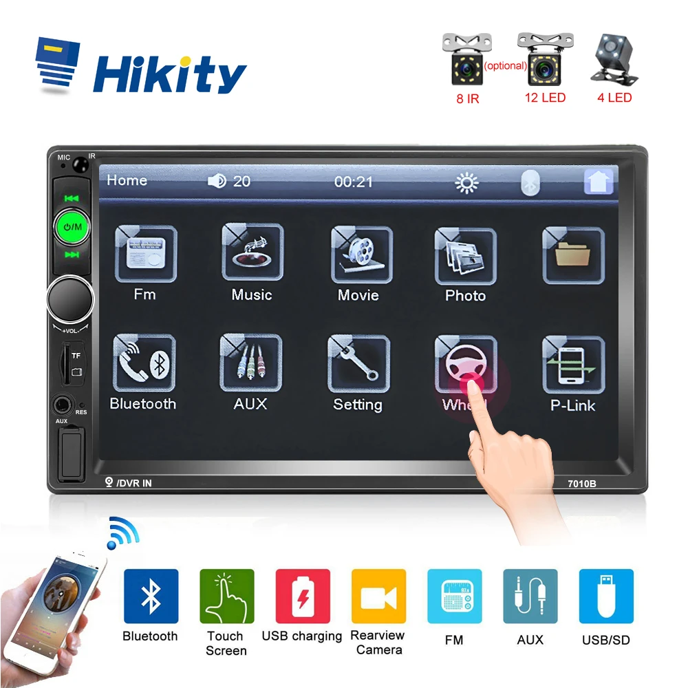 

Hikity 2din Car Radio Mirror link Android Autoradio Multimedia MP5 Player 7'' HD Touch Screen Bluetooth USB FM Camera AUX 7010B